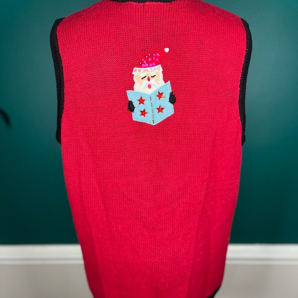 Vintage Festive Red Holiday Sweater Vest - Picture 2 of 7